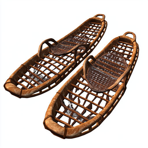 Realistic illustration of snowshoes, high resolution, transparent background, isolated