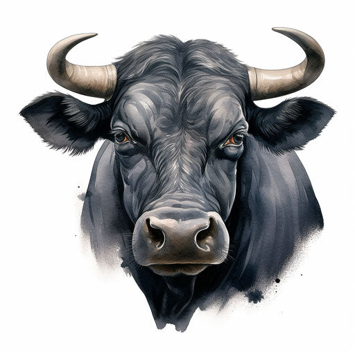 Carabao illustration in the style of Chiaroscuro Art, on white background