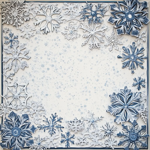 Snowy border with delicate and unique snowflakes