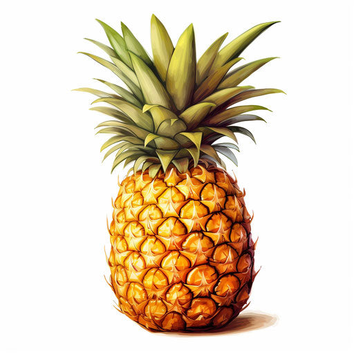 Pineapple clipart in the style of oil painting, on white background