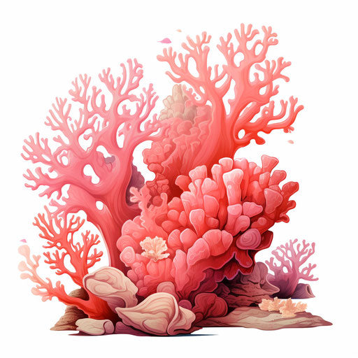 Coral clipart in the style of Oil painting, white background