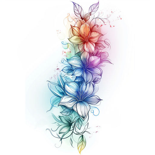 Elegant and delicate rainbow tattoo sketch