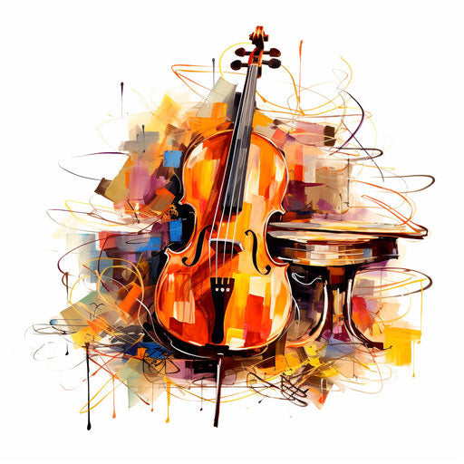 Music clipart in the style of oil painting