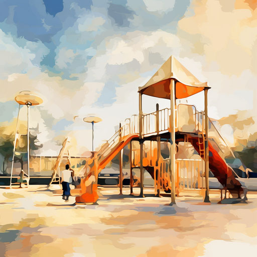 Playground clipart in the style of Impressionistic Art