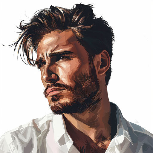 Realistic male illustration on white background with dynamic shadows
