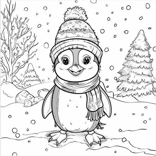 Adorable penguin in snowy scene