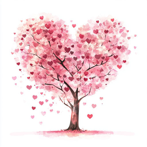 Pink heart-shaped tree with heart-shaped leaves