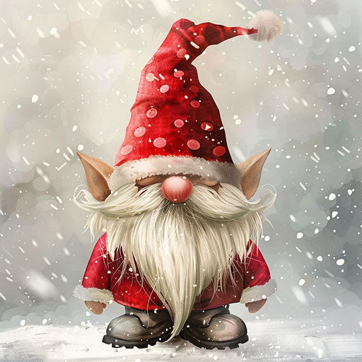 Christmas gnome illustration with random flat background