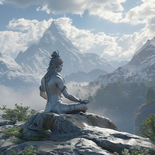 Lord Shiva meditation on Himalayas 3D 4K realistic