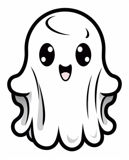 Cute ghost to color that reads spooky