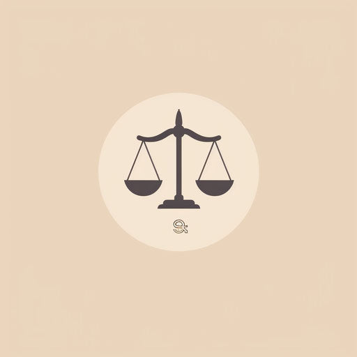 Elegant lawyer logo with minimalist balance scale and light beige background