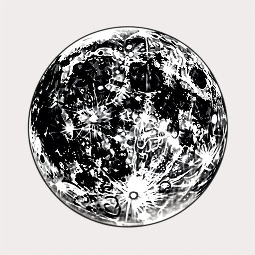 Full moon in Minimalist style on white background