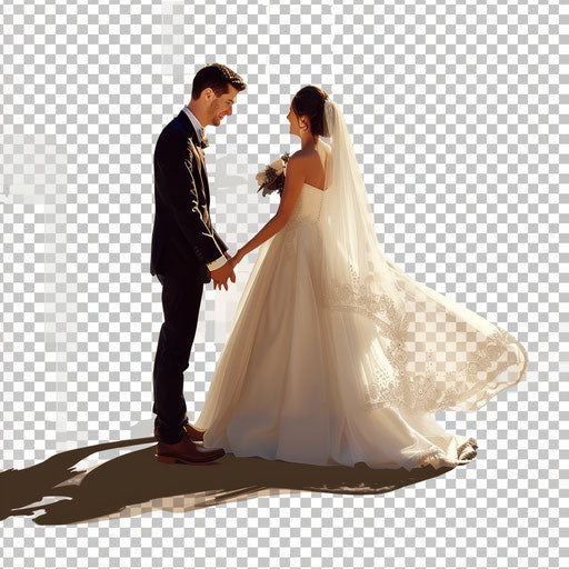 Realistic style marriage clipart png with flat random background, metallic sheen and realistic textures