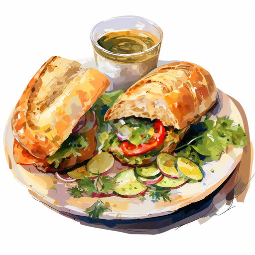 Lunch illustration in the style of oil painting