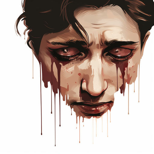 Crying clipart in the style of Chiaroscuro Art, on white background