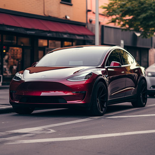 tesla model y Burgandy