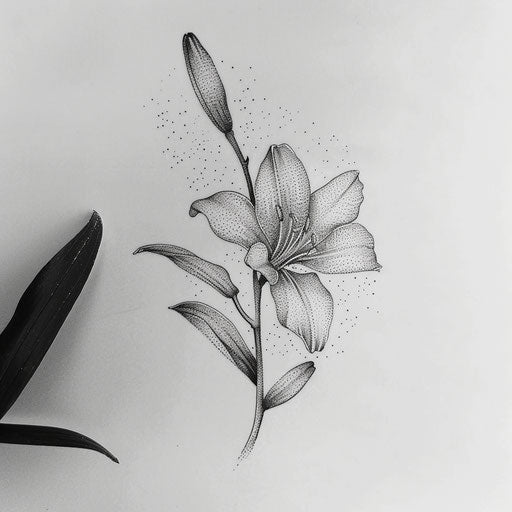 November birth flower tattoo design in Pointillism style