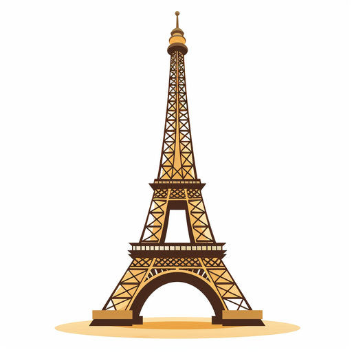 Eiffel Tower in Minimalist style, on white background