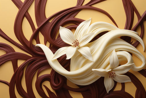 Vanilla on floral background, sculptural quality style
