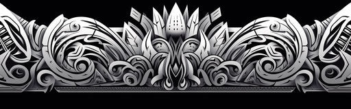 Black and white floral design inspired by Maori art and Afrofuturism
