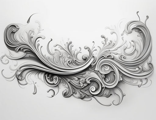 Biomorphic tattoo design with rococo ornamentation