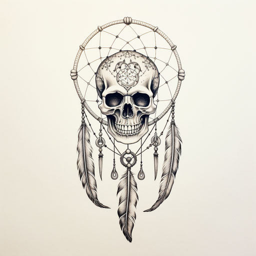 Skull in dream catcher, simple design style