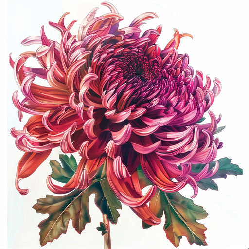 Hyper-realistic tattoo of a chrysanthemum on white background