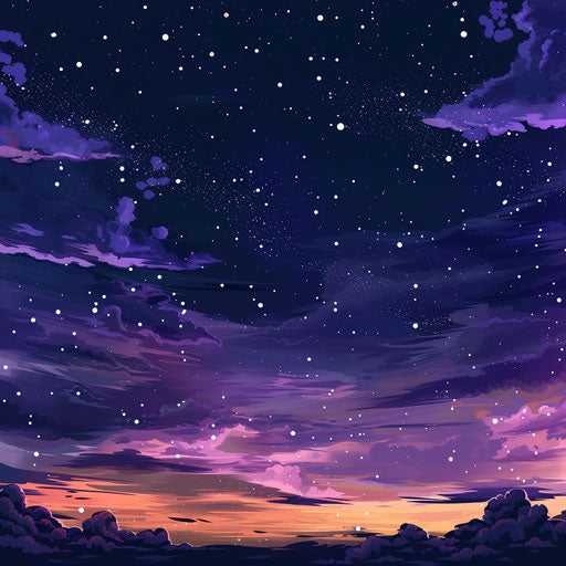 Realistic night sky on flat white background, vibrant colors