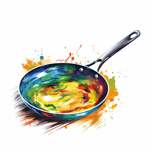 Frying pan silhouette in the style of Impressionistic Art