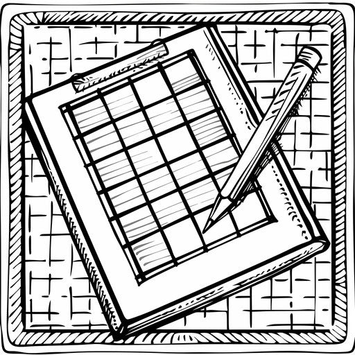 Drawing of a bingo card and a pencil