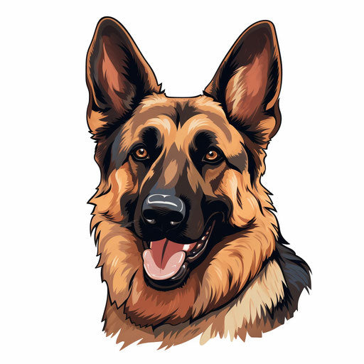 Minimalist style German shepherd clipart on white background