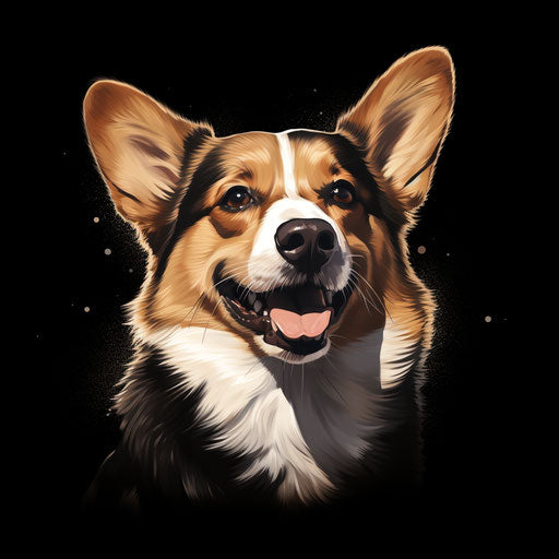 Corgi clipart in the style of Chiaroscuro Art, on white background