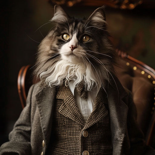 Norwegian forest cat dressed as a man