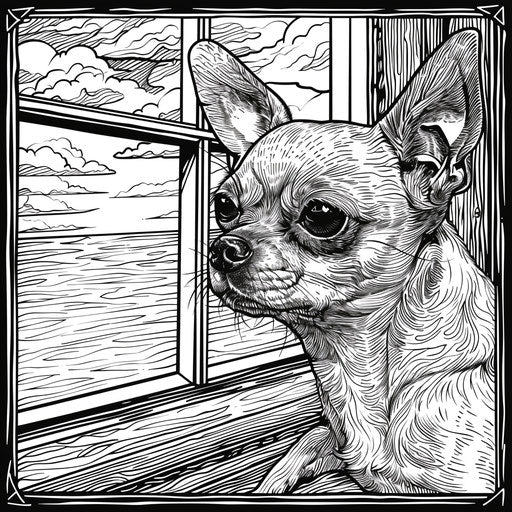 Chihuahua looking out window