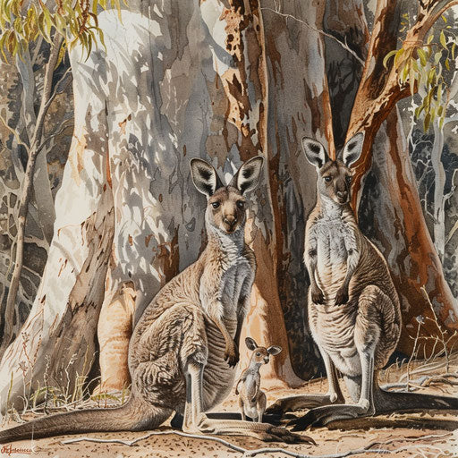 Mother western grey kangaroo with her joey