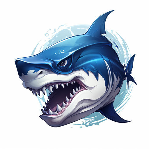 Downloadable blue shark logo in Andreas Rocha style, Goblin Academy