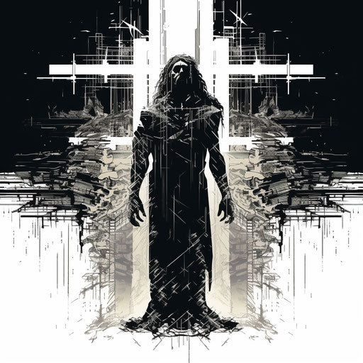 Jesus on the cross in monochrome vector