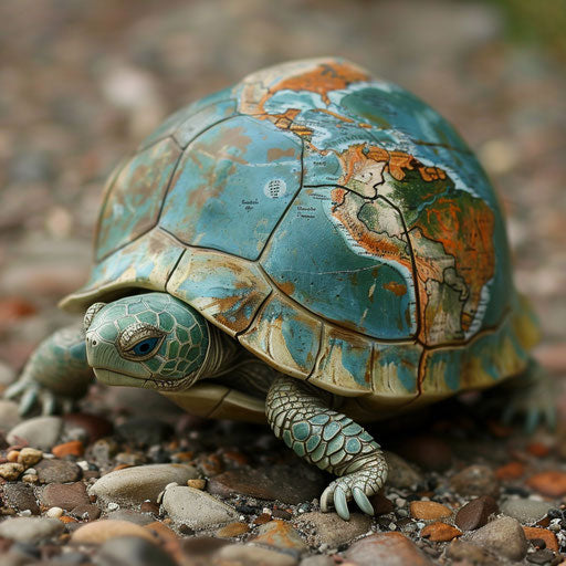 The globe-trotting turtle teaches young animals about geography