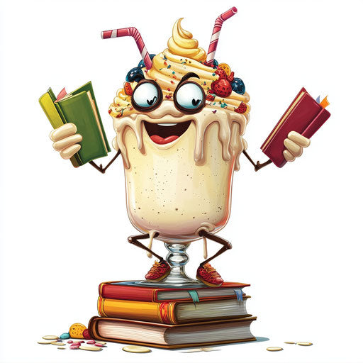 Humorous caricature of a milkshake clipart with human characteristics