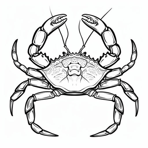 Simple and bold outline of a crab with large pincers