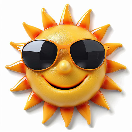 Sun with sunglasses clipart on white background