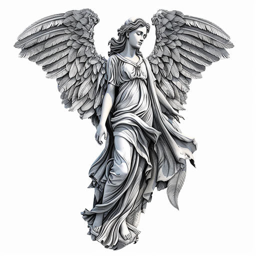 Elegant guardian angel in protective pose