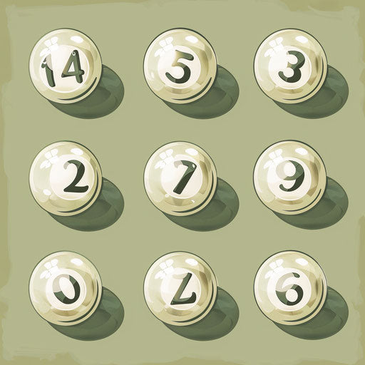 Realistic bingo clipart on flat, muted olive background