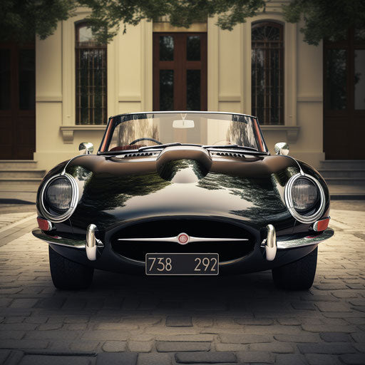 Front view of Jaguar e type car