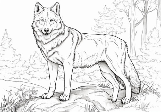 Coloring Page: Wolf, 1860–1969 Style, Animated GIFs