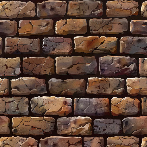 Brick wall clipart in photo realistic style with flat random background, vintage filter and delicate lines