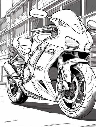 Motorcycle coloring page for kids in Xbox 360 style