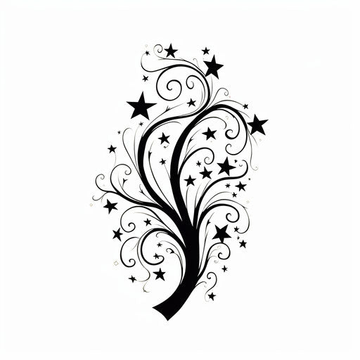 Black and white star on white background, mythical style