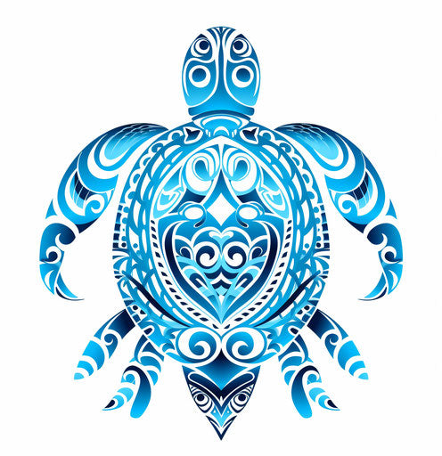 Tribal animal tattoo eagle turtle, blue azure, maori art