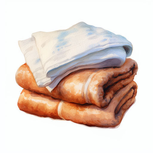 Towel clipart in the style of Oil painting, on a white background